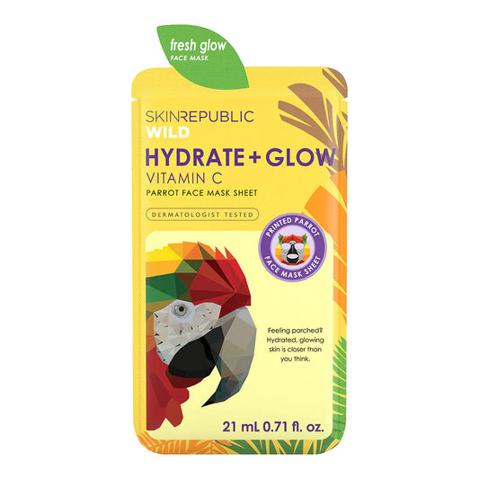 Skin Republic Face Mask Sheet Hydrate + Glow Vitamin C Parrot